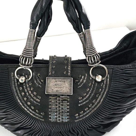 Dior Plissé Black Tote Bag with Silver Accents - Picture 2 of 16